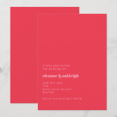 ミニマリストブライトモダンレッドシンプルピンク結婚I 招待状 (正面/裏面)