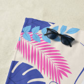 ミニマリストブライト熱帯葉名前をカスタムする ビーチタオル (インサイチュ)