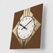 ミニマリストブラウンアールデコ幾何学的ダイヤモンド時計 スクエア壁時計 (傾斜)