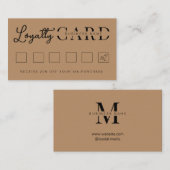 ミニマリストブラウンイニシャルスクリプト ロイヤリティカード (正面/裏面)