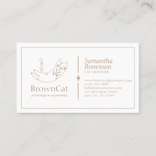 ミニマリストブラウンキャットスケッチデザインフォーペットシッター 名刺 (裏面)