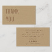 ミニマリストブラウンクラフト紙ありがとう&ディスカウント 名刺 (正面/裏面)