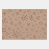 ミニマリストブラウンクラフト+ブラッククリスマストトリオギフト ラッピングペーパーシート (正面3)