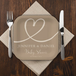 ミニマリストブラウンタン手書エレガントきオベビー ペーパープレート