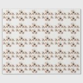 ミニマリストブラウンハートフローラルパターン ラッピングペーパー (フラット)