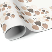 ミニマリストブラウンハートフローラルパターン ラッピングペーパー (ロールコーナー)