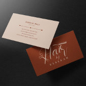 ミニマリストブラウンビアゲパターンヘアスタイリストサロン 名刺