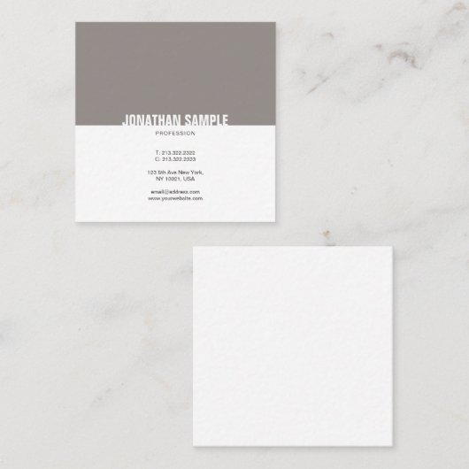 ミニマリストブラウンホワシンプルイエレガントトトレンディー スクエア名刺 (正面/裏面)