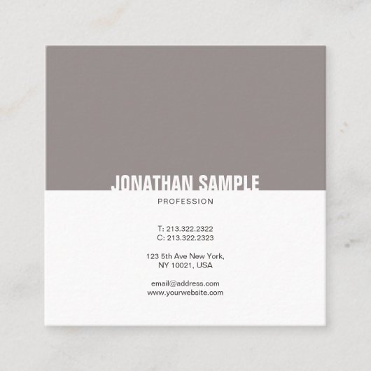 ミニマリストブラウンホワシンプルイエレガントトトレンディー スクエア名刺 (正面)