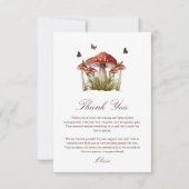 ミニマリストブラウンマルーンマッシュルームテーマベビーシャワー サンキューカード (正面)