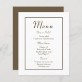 ミニマリストブラウンメニュエレガントーモダンウェディングパーティー (正面/裏面)