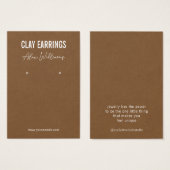 ミニマリストブラウンロゴジュエリーイヤリングディスプレイカード (正面&裏面)
