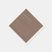 ミニマリストブラウン夕べトリビアおもしろいファクト結婚ズ スタンダードカクテルナプキン (角)