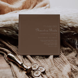 ミニマリストブラウン夕べボホヌエストラ結婚ボダズ 招待状