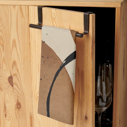 ミニマリストブラウン抽象芸術 キッチンタオル (三つ折り)