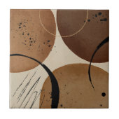 ミニマリストブラウン抽象芸術 タイル (正面)