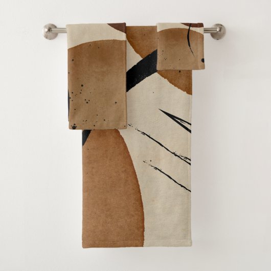 ミニマリストブラウン抽象芸術 バスタオルセット (インサイチュ)
