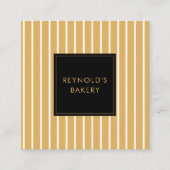 ミニマリストブラウン&ホワイトストライプベーカリーQRコード スクエア名刺 (正面)