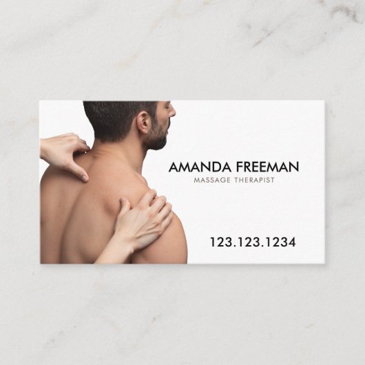 ミニマリストブラウン&ホワイトマッサージセラピー 名刺 (正面)