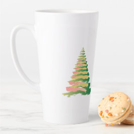 ミニマリストブラシストローククリスマスツリー カフェラテマグ