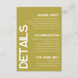 ミニマリストブラスホワイトタイポグラフィ結婚ズ詳細 エンクロージャーカード