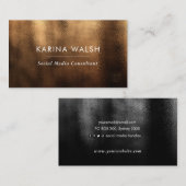 ミニマリストブラックおよび金ゴールドテクスチャ名刺 名刺 (正面/裏面)