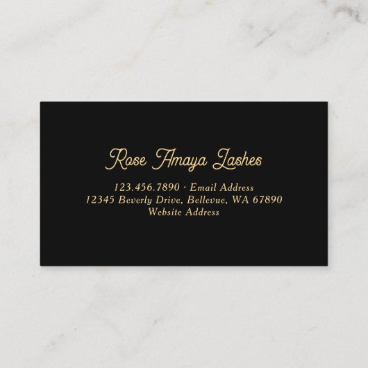 ミニマリストブラックと金ゴールドまつ毛エクステンション 名刺 (裏面)