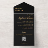 ミニマリストブラックと金ゴールドブライダルシャワー オールインワン招待状 (内側)