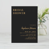 ミニマリストブラックと金ゴールドブライダルシャワー 招待状 (スタンド正面)