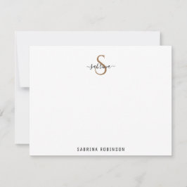 ミニマリストブラックと金ゴールドモノグラムノートカード ノートカード