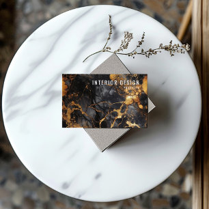 ミニマリストブラックと金ゴールド大理石 名刺