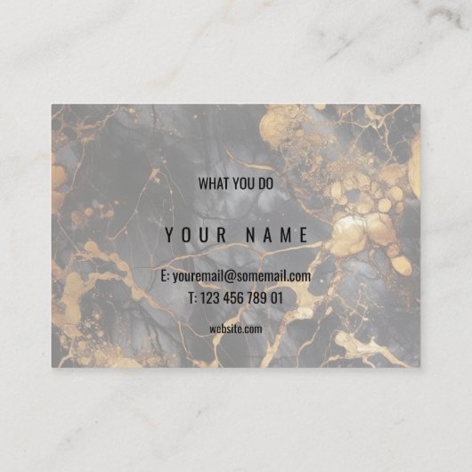 ミニマリストブラックと金ゴールド大理石 名刺 (裏面)