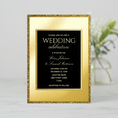 ミニマリストブラックと金ゴールド結婚ズフォイル招待状 箔招待状 (立ち正面)