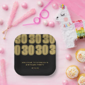 ミニマリストブラックと金ゴールド30歳の誕生日パーティー ペーパープレート (パーティー)