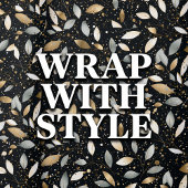 ミニマリストブラックと金ゴールド&シルバーグリッターデザイン ラッピングペーパー