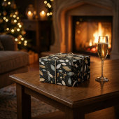 ミニマリストブラックと金ゴールド&シルバーグリッターデザイン ラッピングペーパー