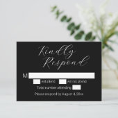 ミニマリストブラックウェディングRSVPカード サンキューカード (スタンド正面)