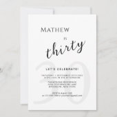 ミニマリストブラックエージオーバーレイスクリプトアダルト誕生日 招待状 (正面)