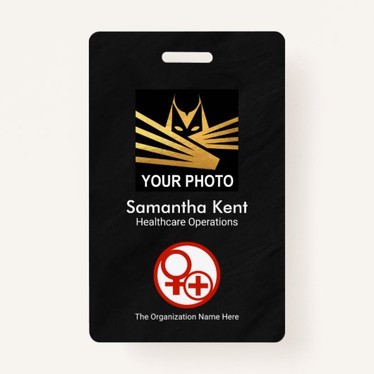 ミニマリストブラックグランジ写真テンプレート医療 バッジ (正面)