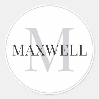 ミニマリストブラックグレーカスタムモノグラム ラウンドシール