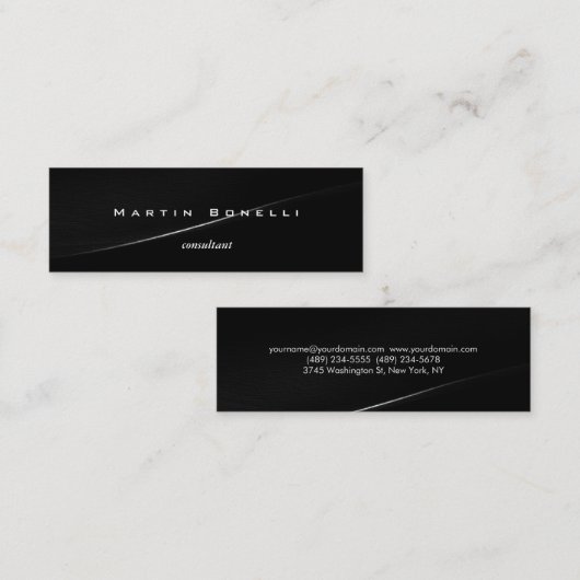 ミニマリストブラックグレーライトスキニー名刺 スキニー名刺 (正面/裏面)