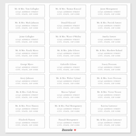 ミニマリストブラックゲスト住所 シール (シート)