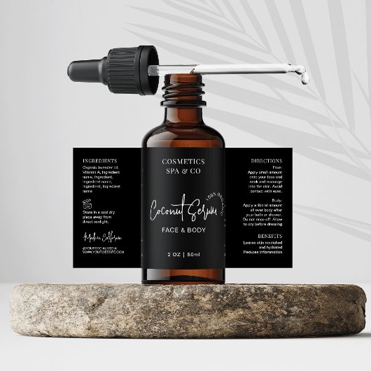 ミニマリストブラックコスメティックボトル2 OZ製品 ラベル