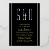 ミニマリストブラックゴールデンシンプル 箔招待状 (正面)