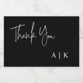 ミニマリストブラックサンキューユーカスタムイニシャルのお願い スパークリングワインラベル (シングルラベル)