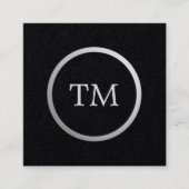 ミニマリストブラックシルバーフェイクモノグラム弁護士 スクエア名刺 (正面)