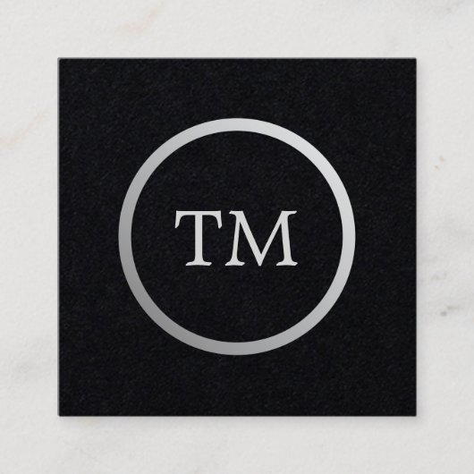 ミニマリストブラックシルバーフェイクモノグラム弁護士 スクエア名刺 (正面)