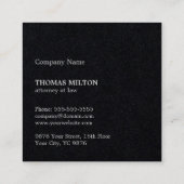 ミニマリストブラックシルバーフェイクモノグラム弁護士 スクエア名刺 (裏面)