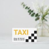 ミニマリストブラックチェックボックスイエロータクシードライバー 名刺 (スタンド正面)