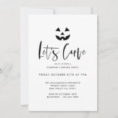 ミニマリストブラックハロウィーンパンプキンカービングパーティー 招待状 (正面)